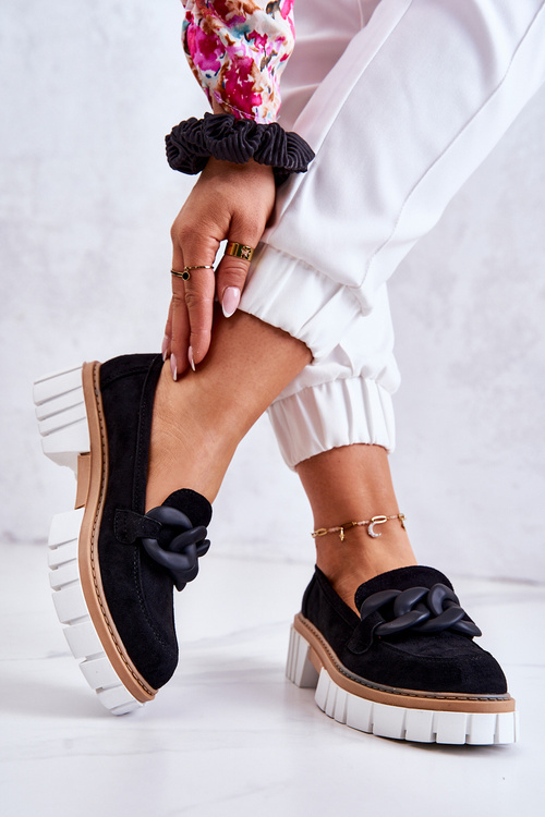 Замшеві лофери з декором Black Talisa