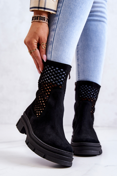 Чоботи шкіряні робочі Nicole Black 2711