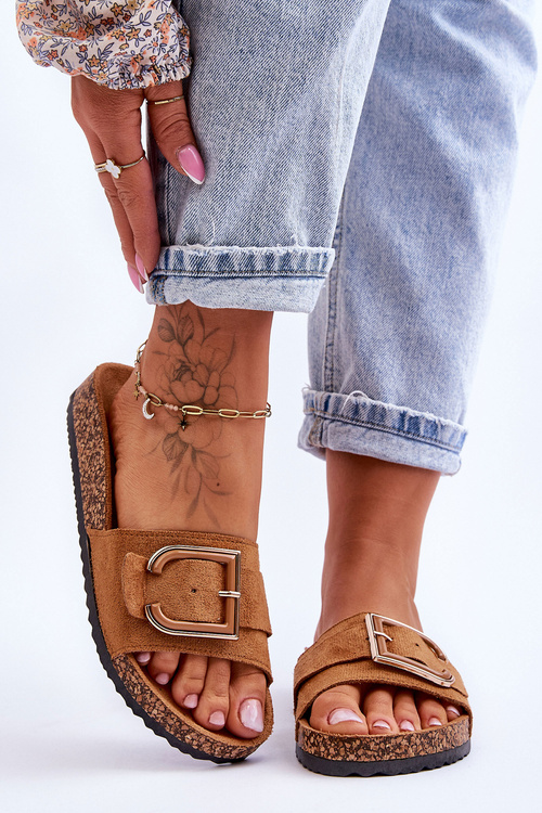 Жіночі замшеві тапочки на платформі Camel Festil