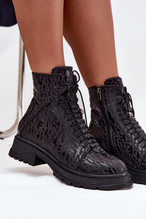 Шкіряні жіночі робочі чоботи з утепленням та блискавкою Artiker 57C2257 Чорні