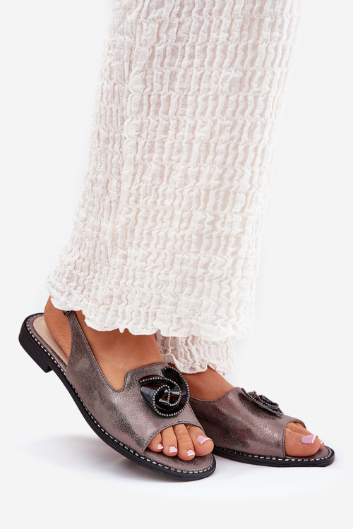 Блискучі Жіночі Сандалі З Декором S.Barski KV51-006 Сірі