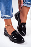 Жіночі мокасини шкіряні лаковані чорні Nicole 2589