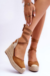 Зав'язані босоніжки на високій танкетці Camel Lendy