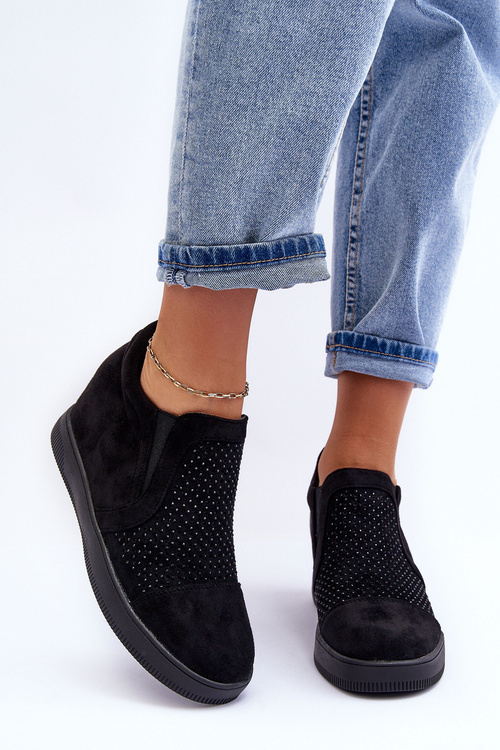 Низькі замшеві оздоблені жіночі чоботи чорного кольору Afarena