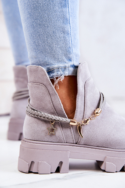 Замшеві робочі черевики без лямок сірі Moriah