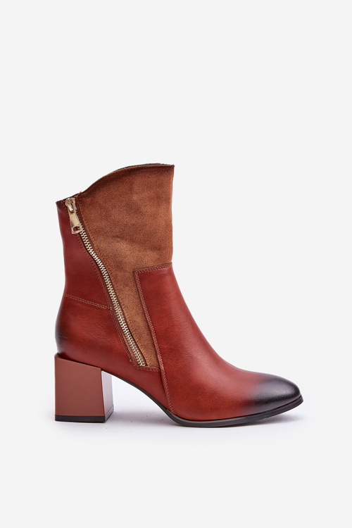 Теплі жіночі чоботи на підборах коричневого кольору Relabina