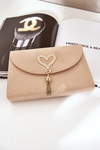 Клатч З Декоративним Серцем Еко Замшевий Бежевий Evilinas