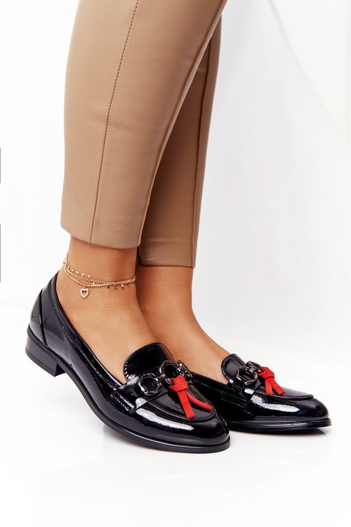 Елегантні жіночі лофери Vinceza 10585 лаковані чорні