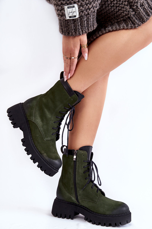 Класичні замшеві зелені теплі чоботи Caima