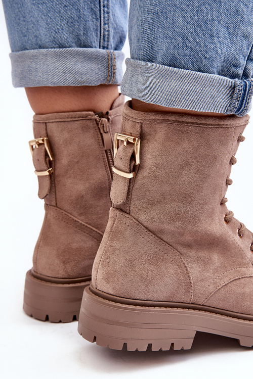 Жіночі чоботи на блискавці темно-бежеві Ninsuni