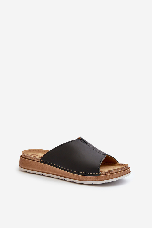 Зручні жіночі шльопанці з еко шкіри Inblu GS0003I1 Чорні