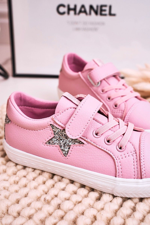 Дитячі шкіряні кросівки із зіркою BIG STAR DD374104 Рожеві