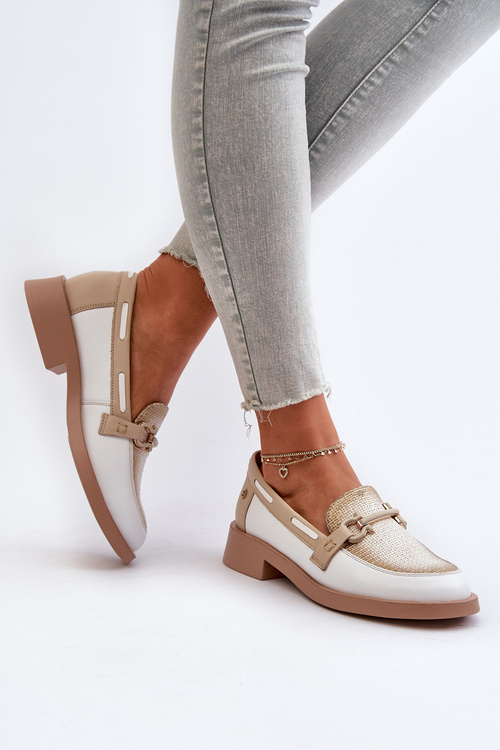 Жіночі шкіряні мокасини Maciejka 06493-11 біло-бежевий