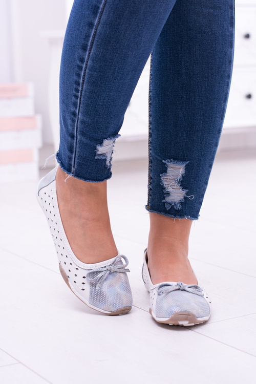 Жіночі шкіряні білі ажурні балетки Erdola