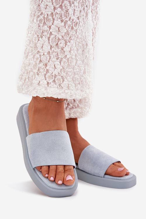 Жіночі Сандалі На Платформі З Еко Замші Світло-сині Jorina