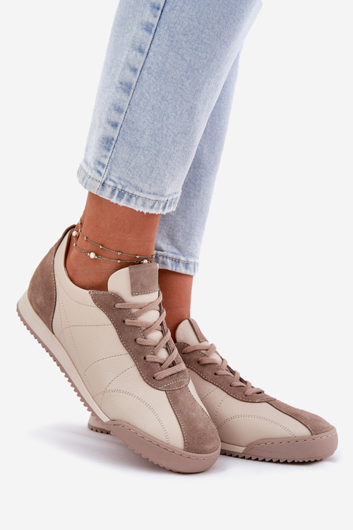 Жіноче Спортивне Взуття З Шкіри Бежеве Лаура Мессі 2935