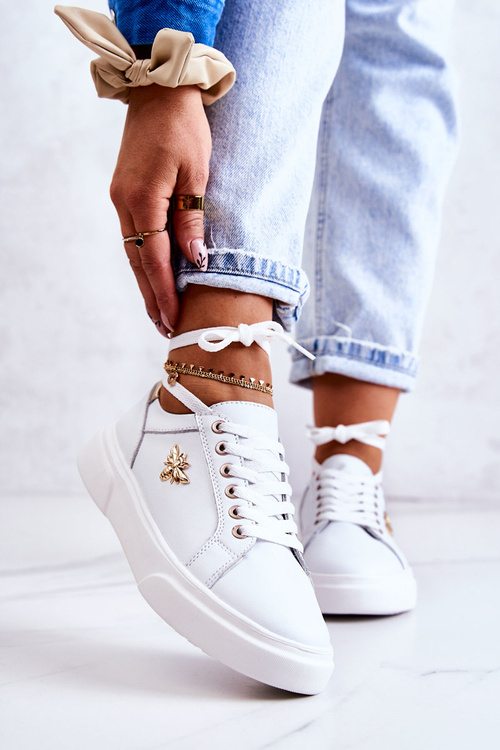 Шкіряне спортивне взуття з білим декором Calerie