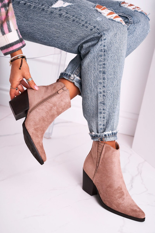 Чоботи жіночі на високому каблуці Хакі Гучні