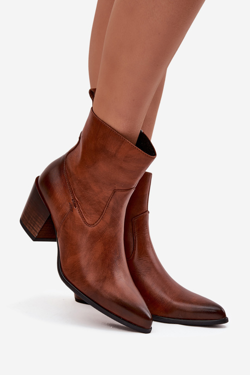 Шкіряні Чоботи На Каблуці Zazoo 60565 Коричневі