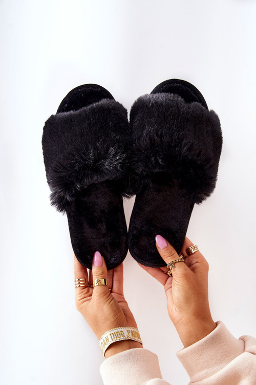 Жіночі тапочки з хутром Black Trusted