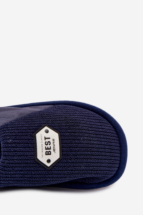 Мужські тапочки з вишивкою темно-сині Presine