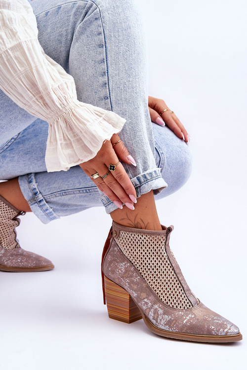 Чоботи шкіряні з сіткою Maciejka 05842-04 Бежеві