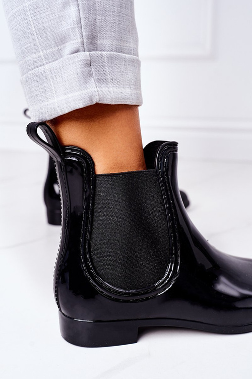 Блискучі гумові чоботи Калоші Чорна парасолька