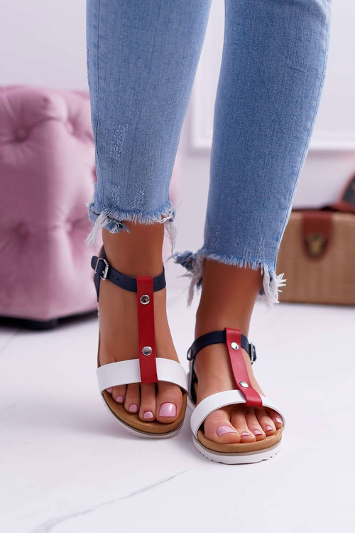 Жіночі профільовані босоніжки на плоскій підошві 8SD35-0306 Барвисті Dubi