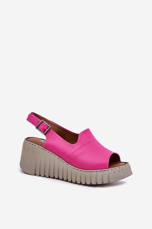 Жіночі Сандалі З Природної Шкіри На Танкетці Фуксія Artiker 54C0789