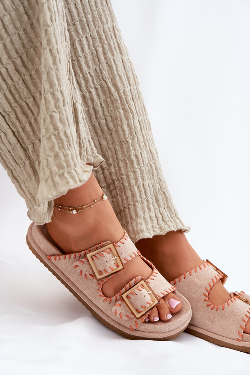 Жіночі Сандалі З Пряжками Та Декоративним Швом Бежеві Visley