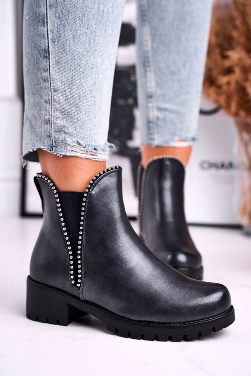 Жіночі черевики темно-сині зірчасті