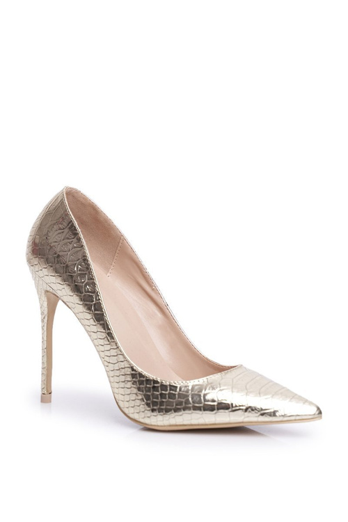 Жіночі туфлі зі зміїної шкіри Lu Boo Gold BC-791