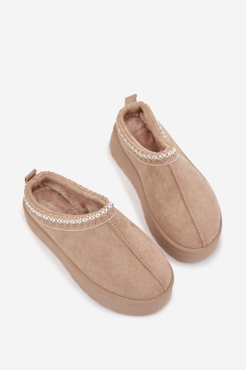 Дитячі Юнацькі Снігові Черевики З Вишивкою На Платформі Бежеві Jolisse