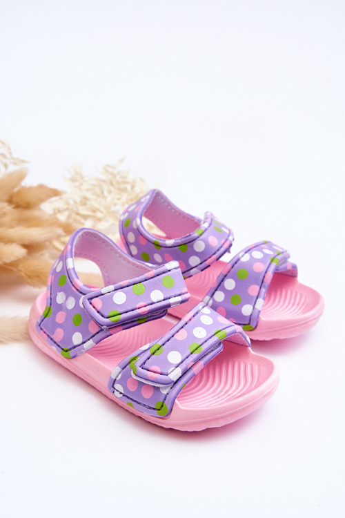 Дитячі пінопластові босоніжки зі світлим малюнком рожево-фіолетового кольору Малага