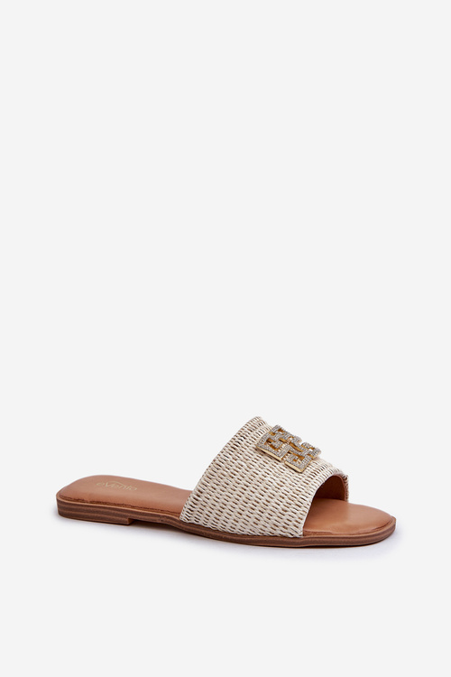 Жіночі босоніжки на плоскій підошві з тасьмою та орнаментом White Omenna