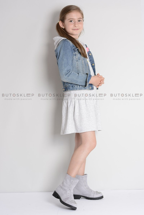 Сірі дитячі чоботи з цирконієм LittleCarrie