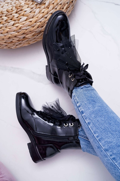 Жіночі лаковані чоботи чорні Barski 39-2