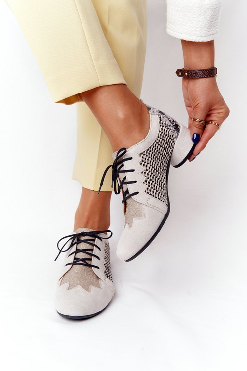 Плетені туфлі на каблуці Maciejka 04890-04 Бежеві