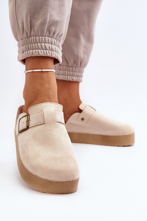 Жіночі сліпони на платформі світло-бежевого кольору Jorffia