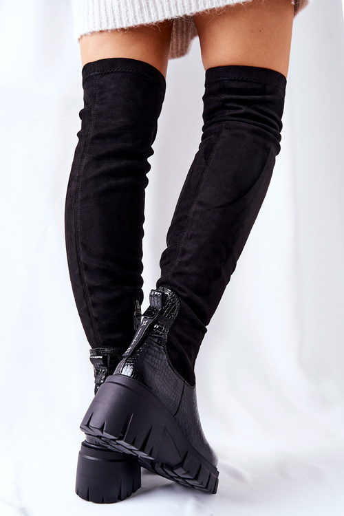 Шкіряні черевики Maciejka Crocodile Black 05260-01