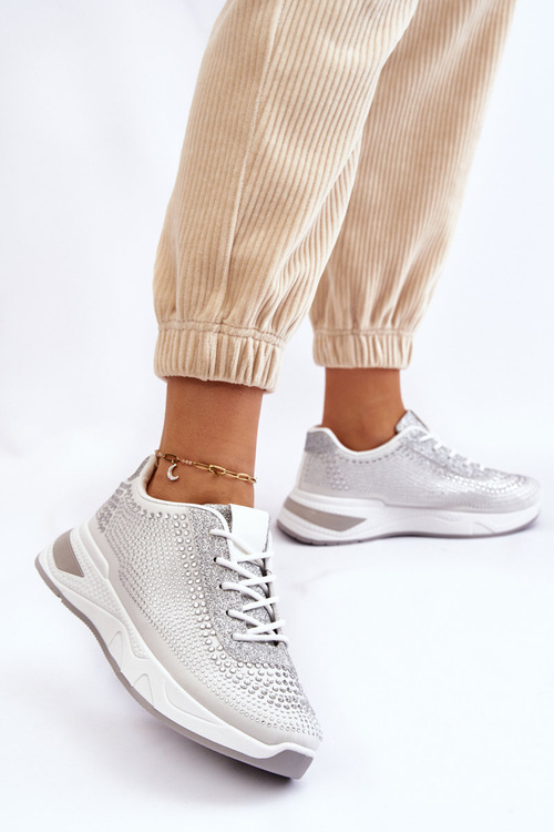 Жіночі кросівки з цирконами Білі Raiden