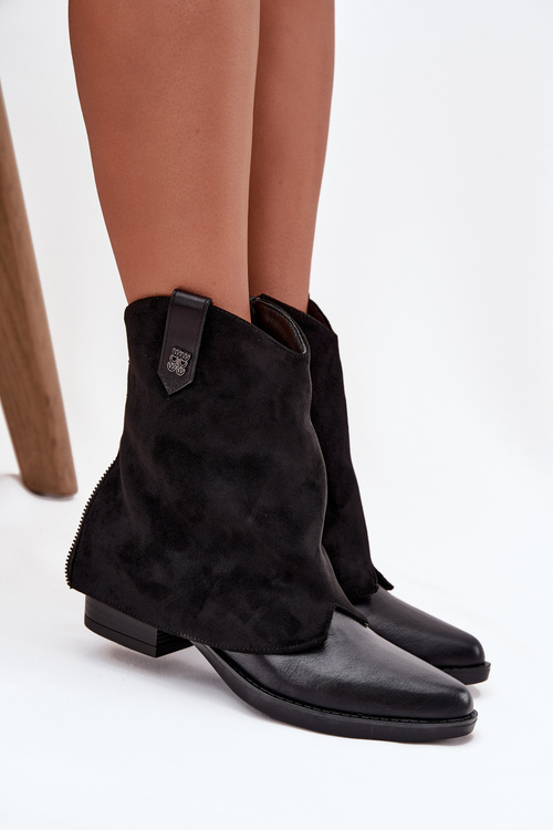 Обігріті ковбойські чоботи на підборах чорні Sylvette