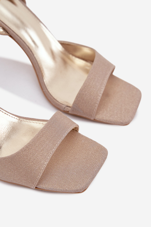 Жіночі босоніжки на підборах з блискітками золоті Brisora