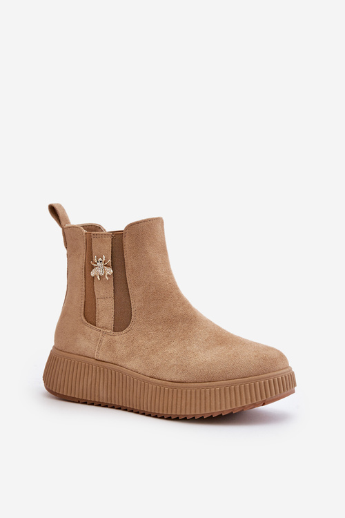 Жіночі черевики на платформі з пряжкою Еко-замшеві коричневі Ciatheia