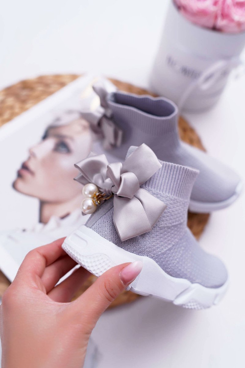 Дитяче спортивне взуття без шнурівки з метеликом Grey Verone