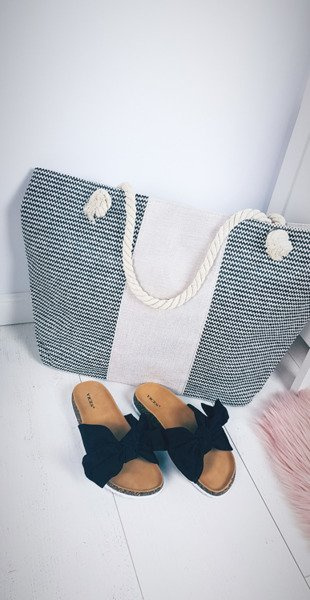 Велика пляжна сумка на шнурках чорного кольору