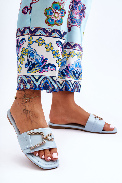 Жіночі класичні тапочки з декором Сині ефектні