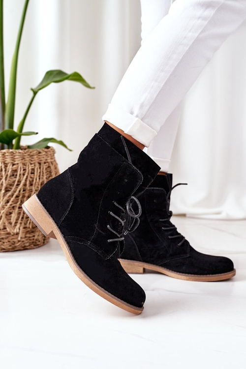 Чоботи з подвійним верхом Чорні Violetta