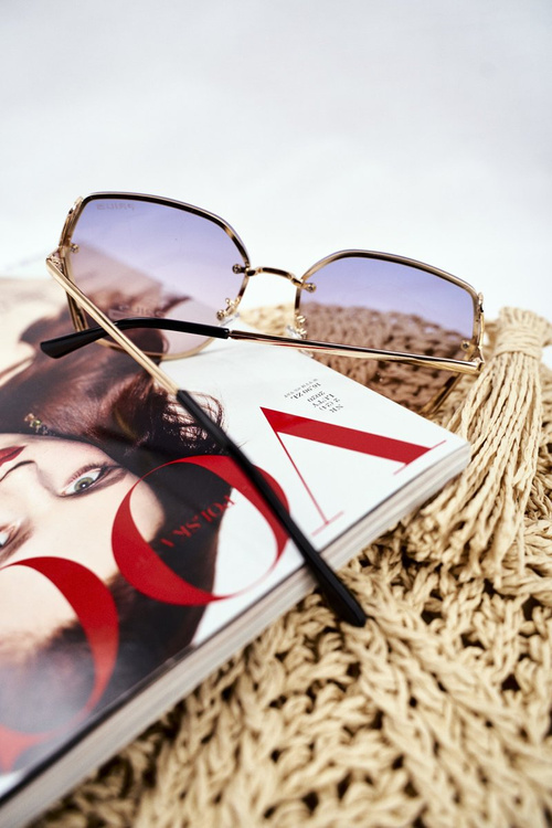 Жіночі сонцезахисні окуляри Prius PRE-38 Gold Black Gradient Glitter