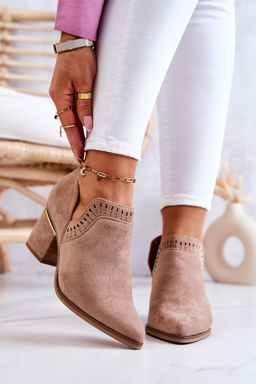 Замшеві ажурні ковбойські чоботи темно-бежеві Valerie